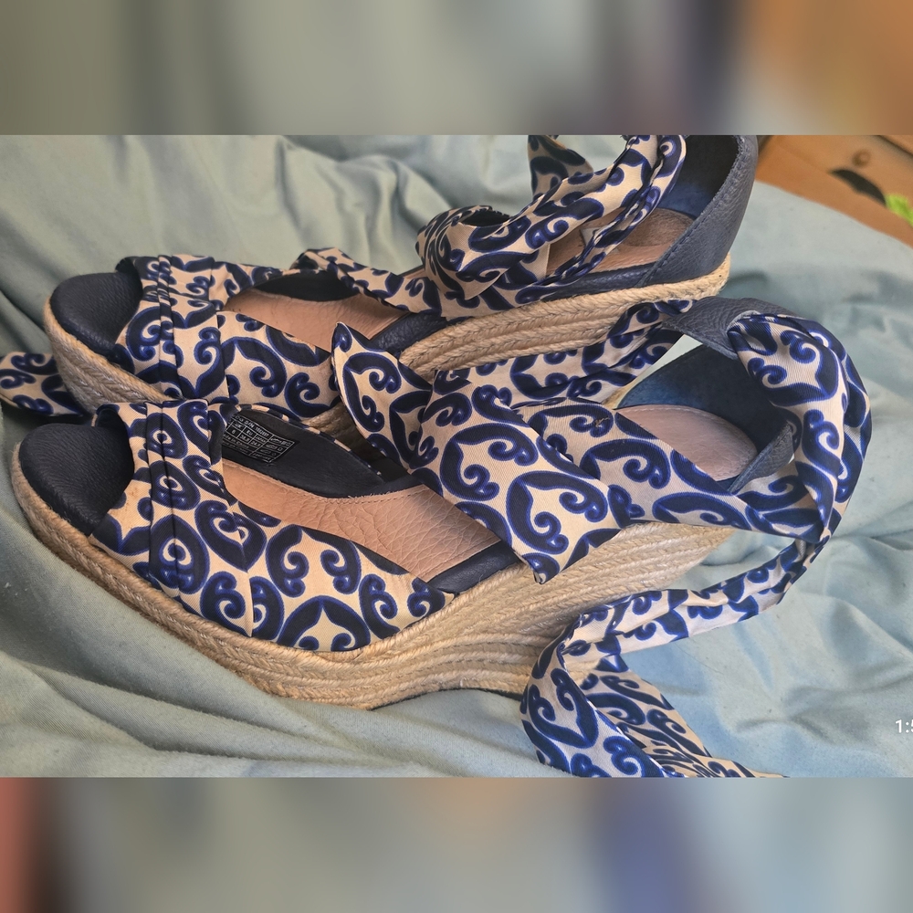 UGG Blue and White Espadrilles Nautical Slip-On